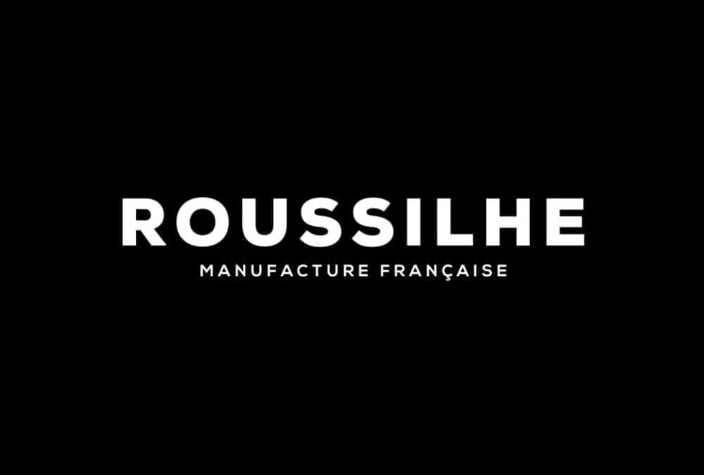 fond noir Roussilhe Manufacture française en blanc