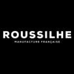 fond noir Roussilhe Manufacture française en blanc